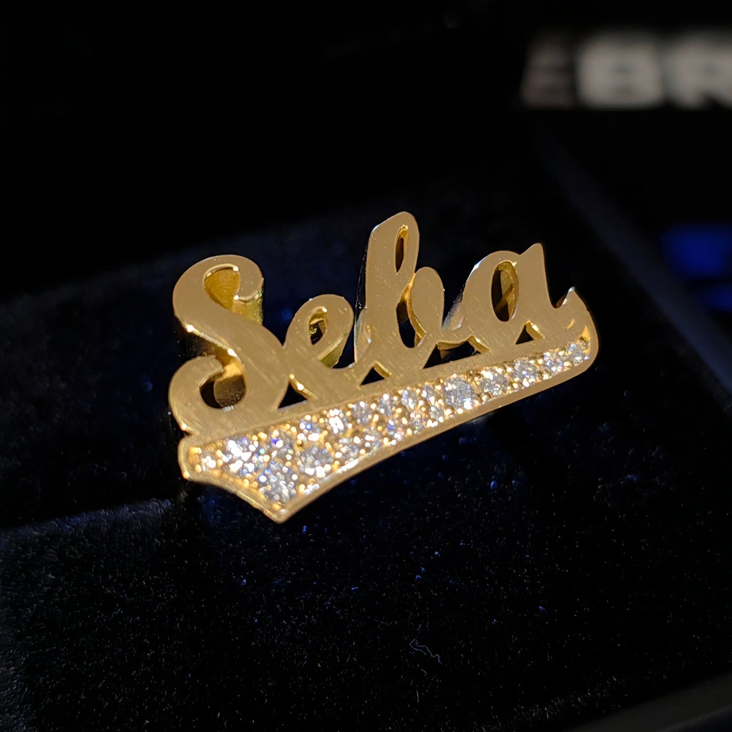 Name Ring 1/8 With Moissanite in tail