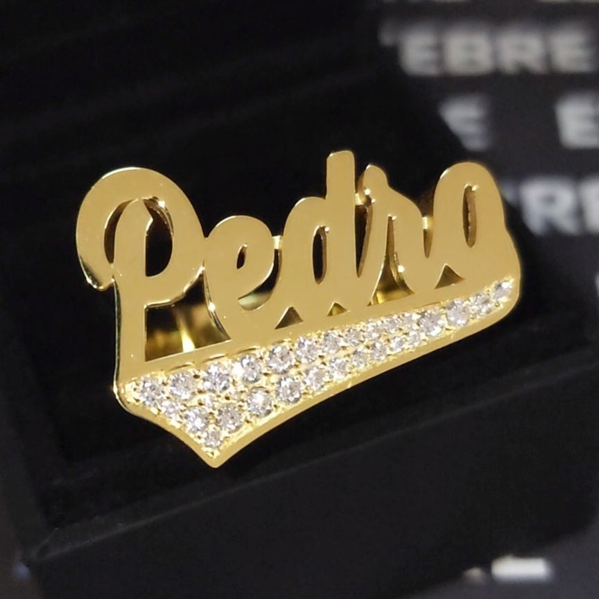 Sortija de Nombre 1/8 Piedras en Rabo