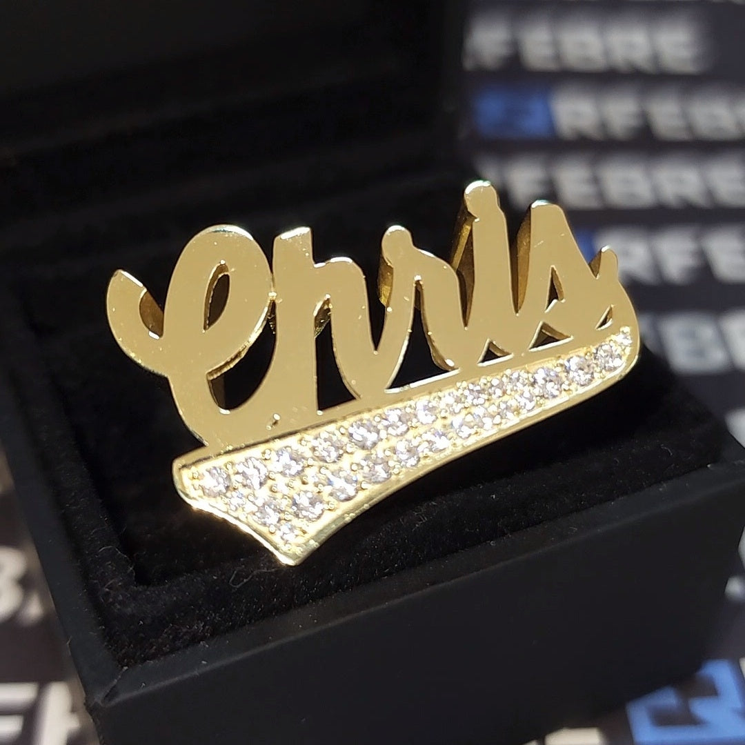 Name Ring 1/8 With Moissanite in tail