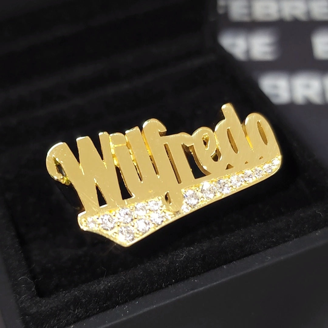 Name Ring 1/4 With Moissanite in tail