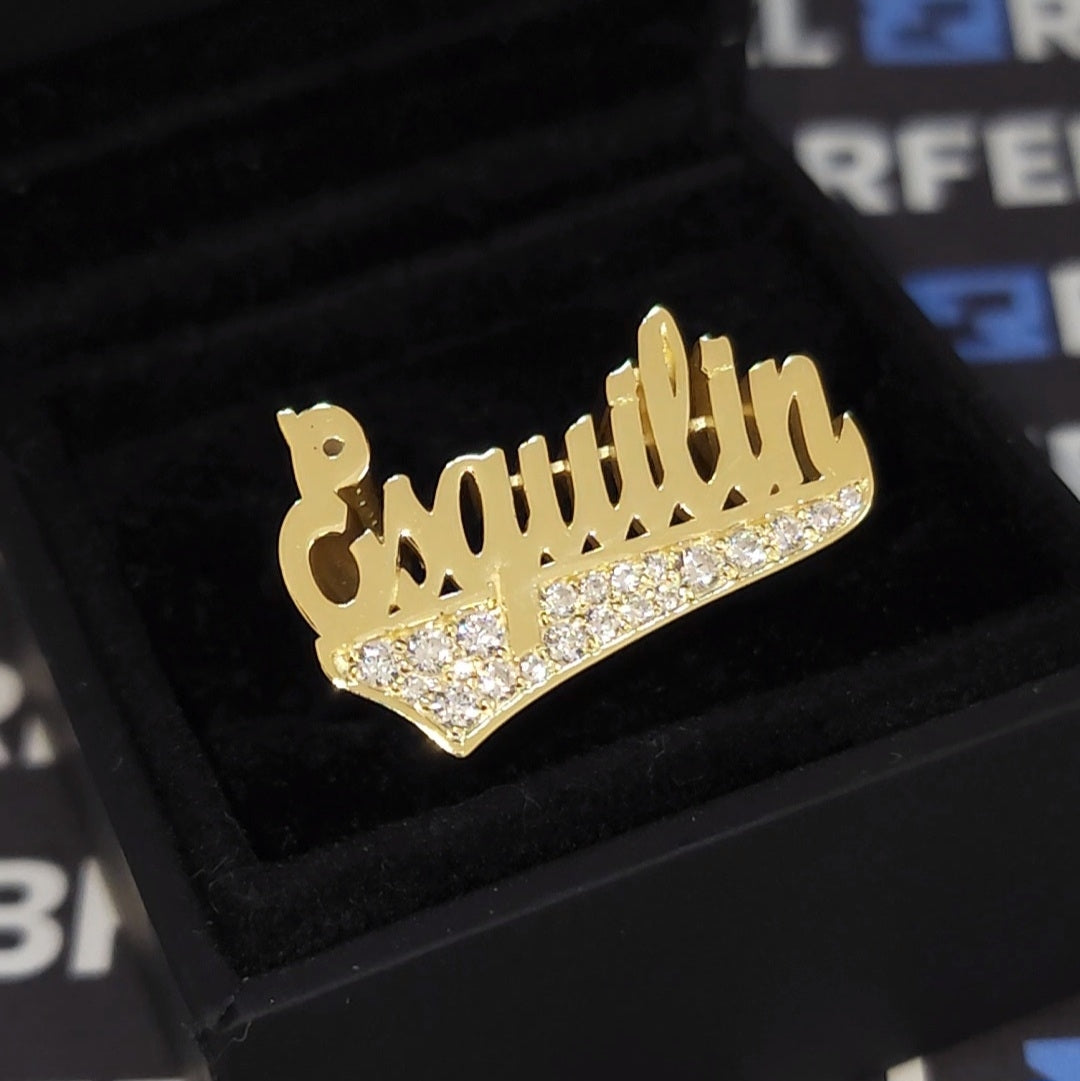 Name Ring 1/4 With Moissanite in tail