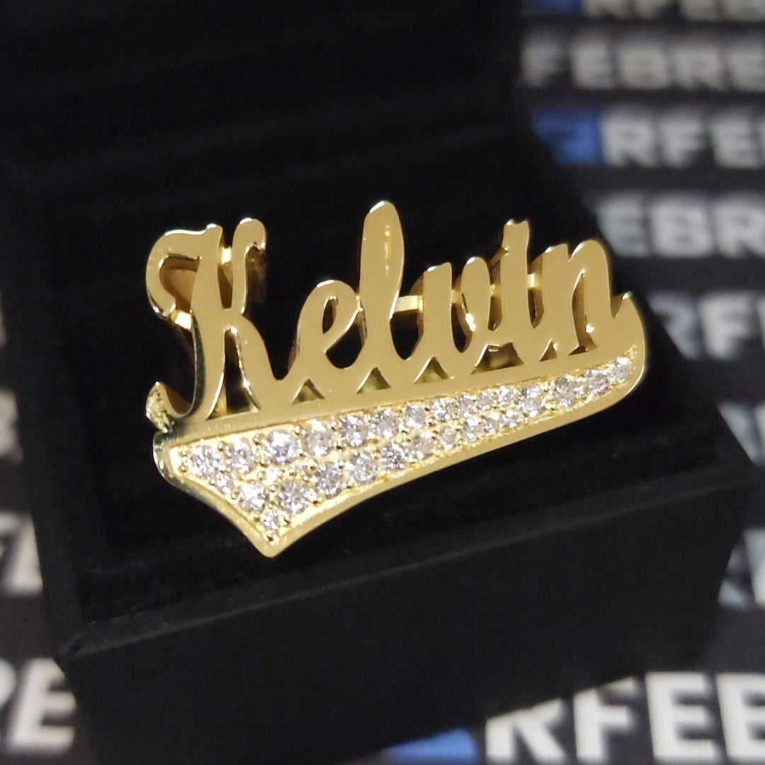 Name Ring 1/4 With Moissanite in tail