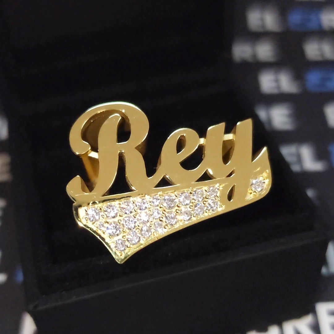 Name Ring 1/8 With Moissanite in tail
