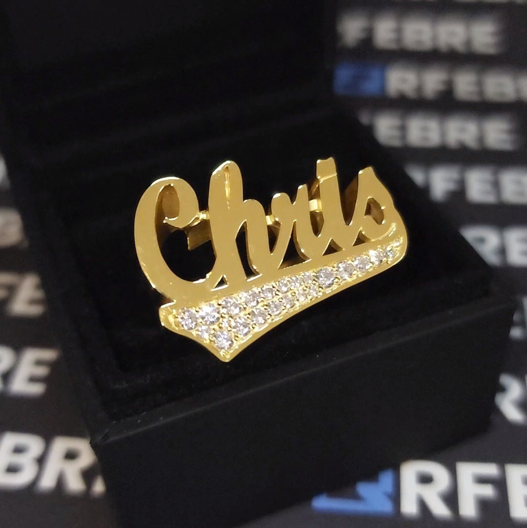 Name Ring 1/4 With Moissanite in tail