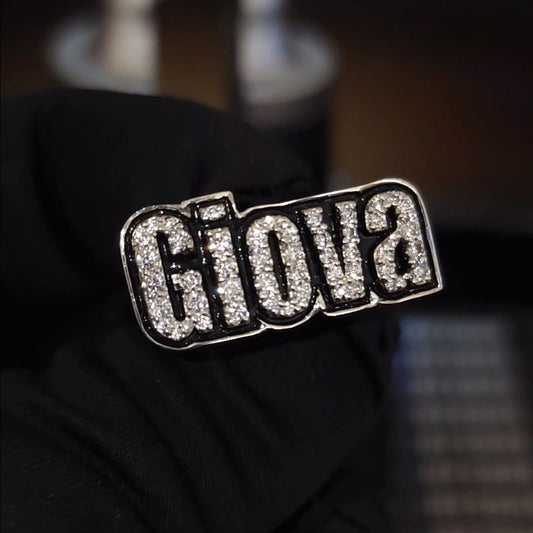 Name Ring 1/4 With Moissanite and Enamel
