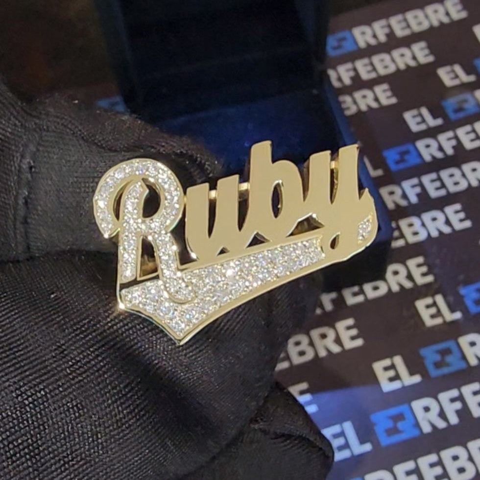 Name Ring 1/4 With Stone in first letter and tail