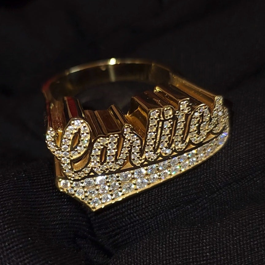 Name Ring 1/4 with Full Top Moissanite