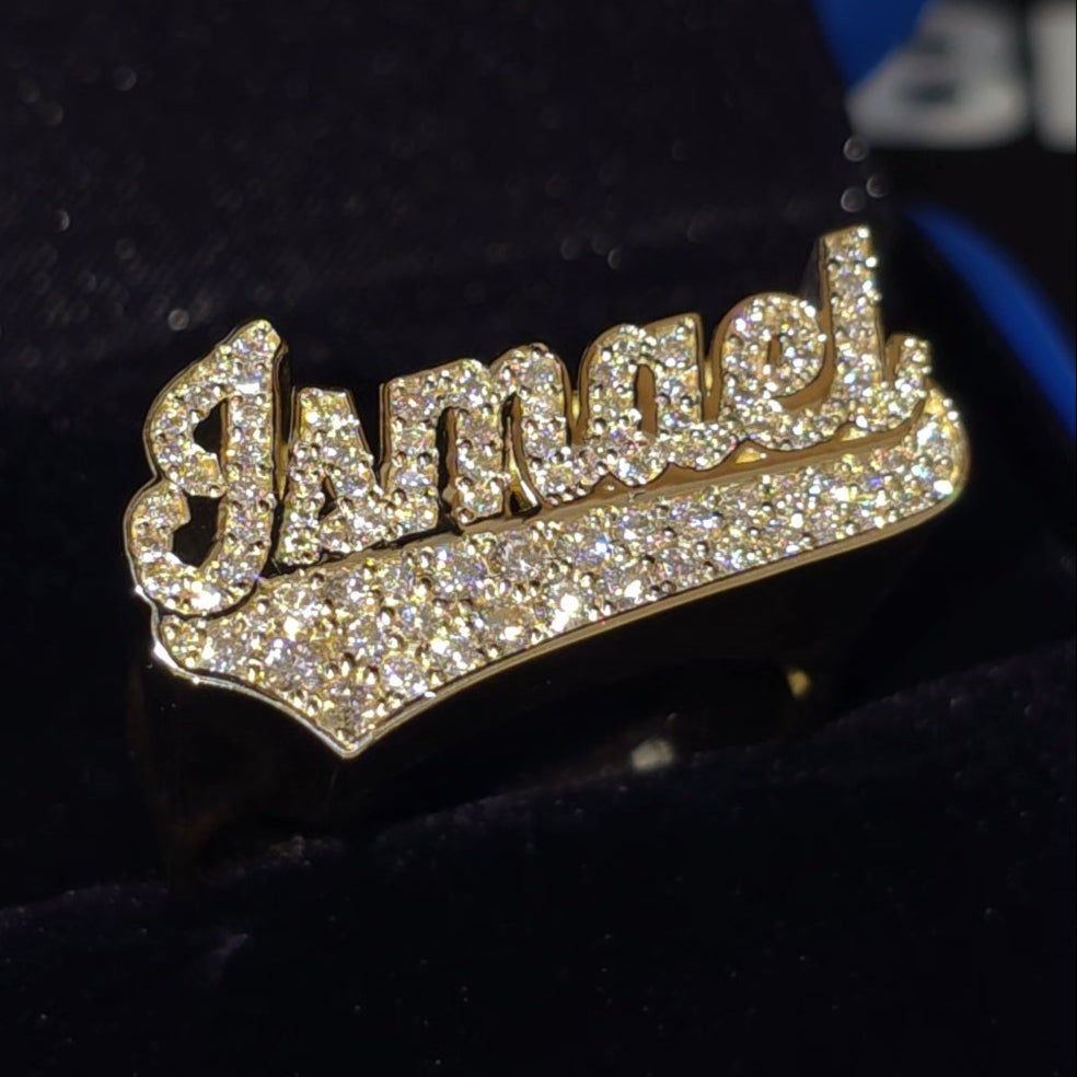 10K Name Ring 1/4 With top full moissanite