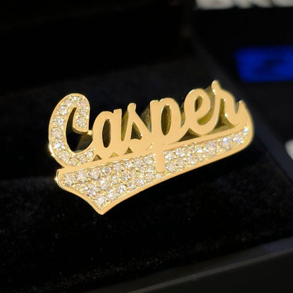 Name Ring 1/2 With Stone in first letter and tail