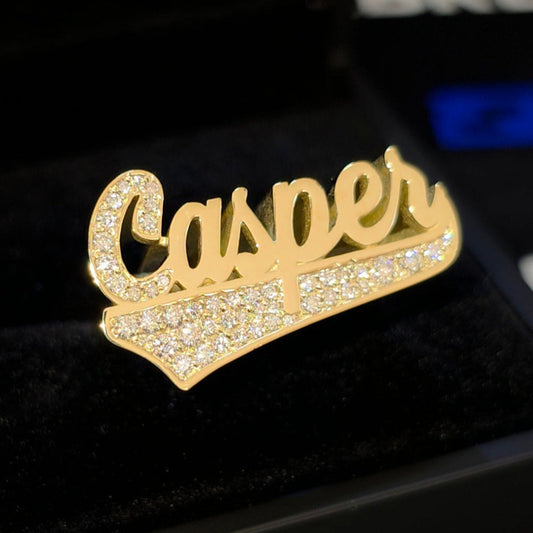 Name Ring 1/2 With Stone in first letter and tail