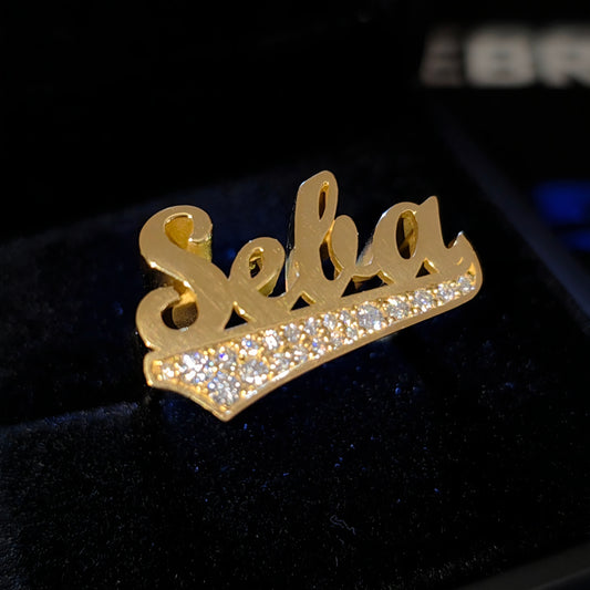 Name Ring 1/8 With Moissanite in tail