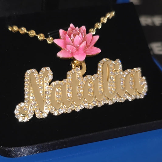 Double layer 2" Flat Name and Moissanite "BLACK FRIDAY"