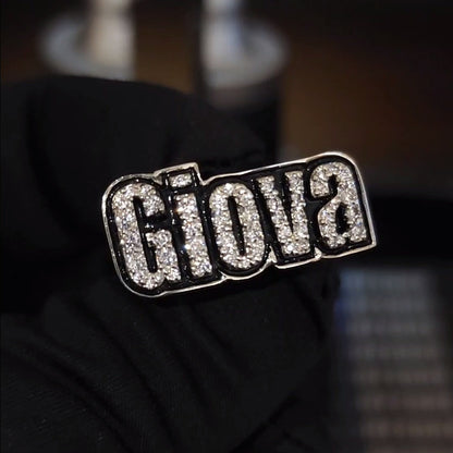 Sortija de Nombre 1/4 Letras con Piedras y Enamel