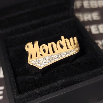 10k Name Ring 1/8 With Stone in tail