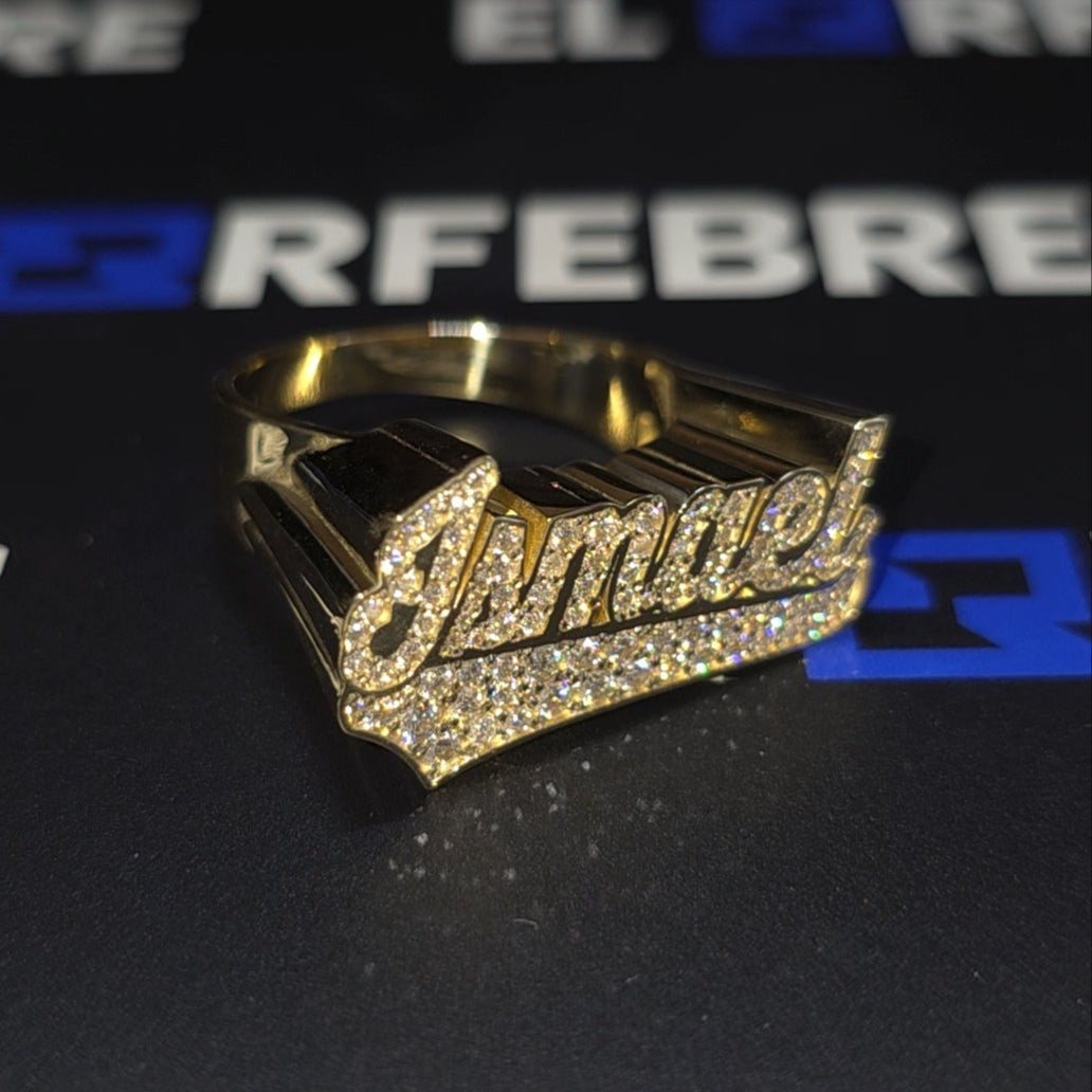 10K Name Ring 1/4 with Full Top Stone
