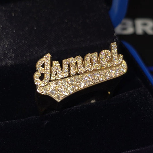 10K Name Ring 1/4 with Full Top Stone