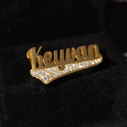 Name Ring 1/4 With Moissanite in tail